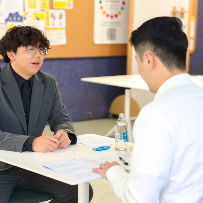 Industry partner in a mock interview with student 