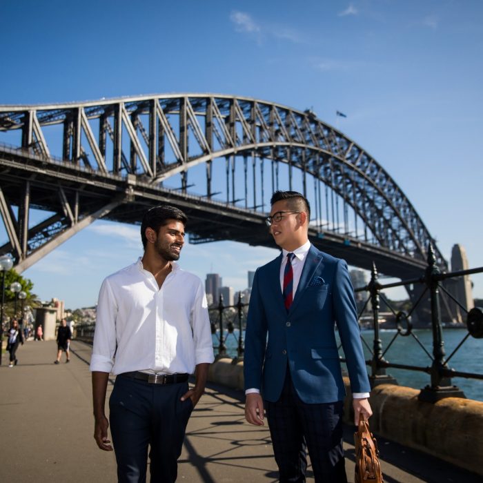 Post graduate students outside of The Sydney Harbour Bridge