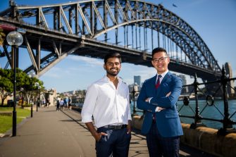 Post graduate students outside of The Sydney Harbour Bridge
