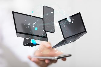Web of devices, iMac, iPhone, Laptop