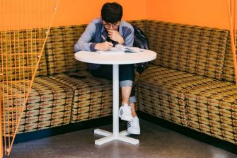 Student in study nook
