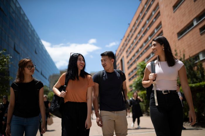 Group of students on campus grounds