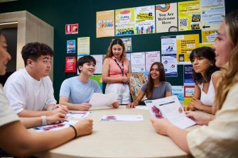 UNSW College students, round table, teacher