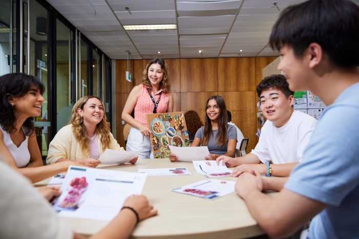 UNSW College students, round table, teacher