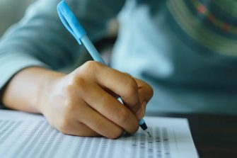 Completing a multiple choice test