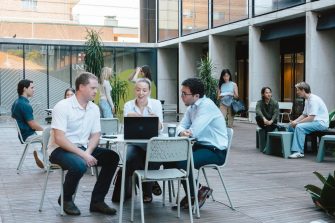 Students in L5 Courtyard