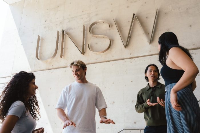 A group of students on the stars at UNSW College L5 building