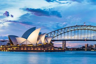 Sydney Harbour Bridge and Sydney Opera House at night