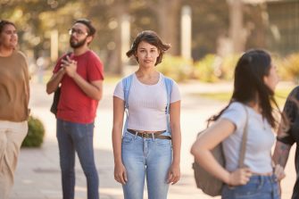Students walking outside the Red Center, UNSW Kensignton.
